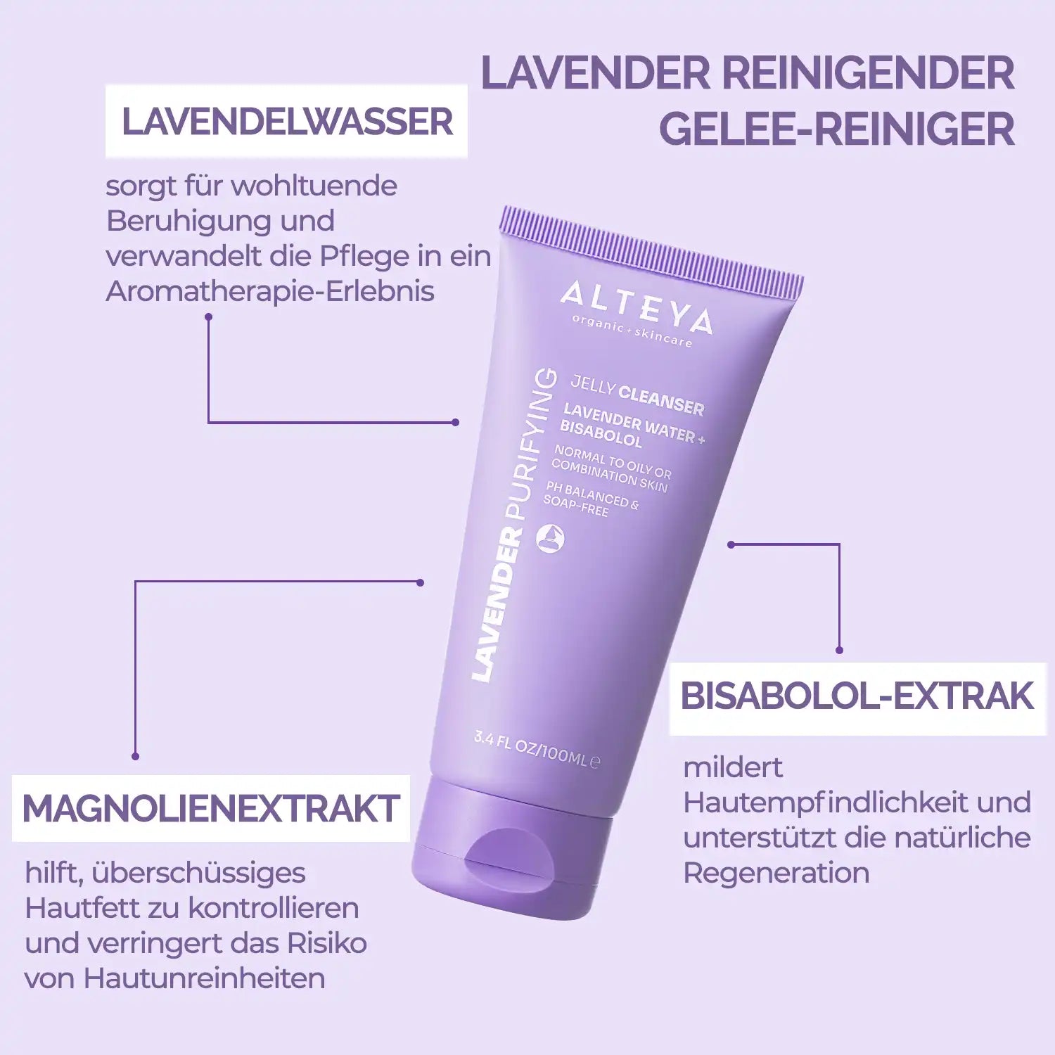 Gesichtsreinigung mit Lavendel, Magnolie und Bisabolol