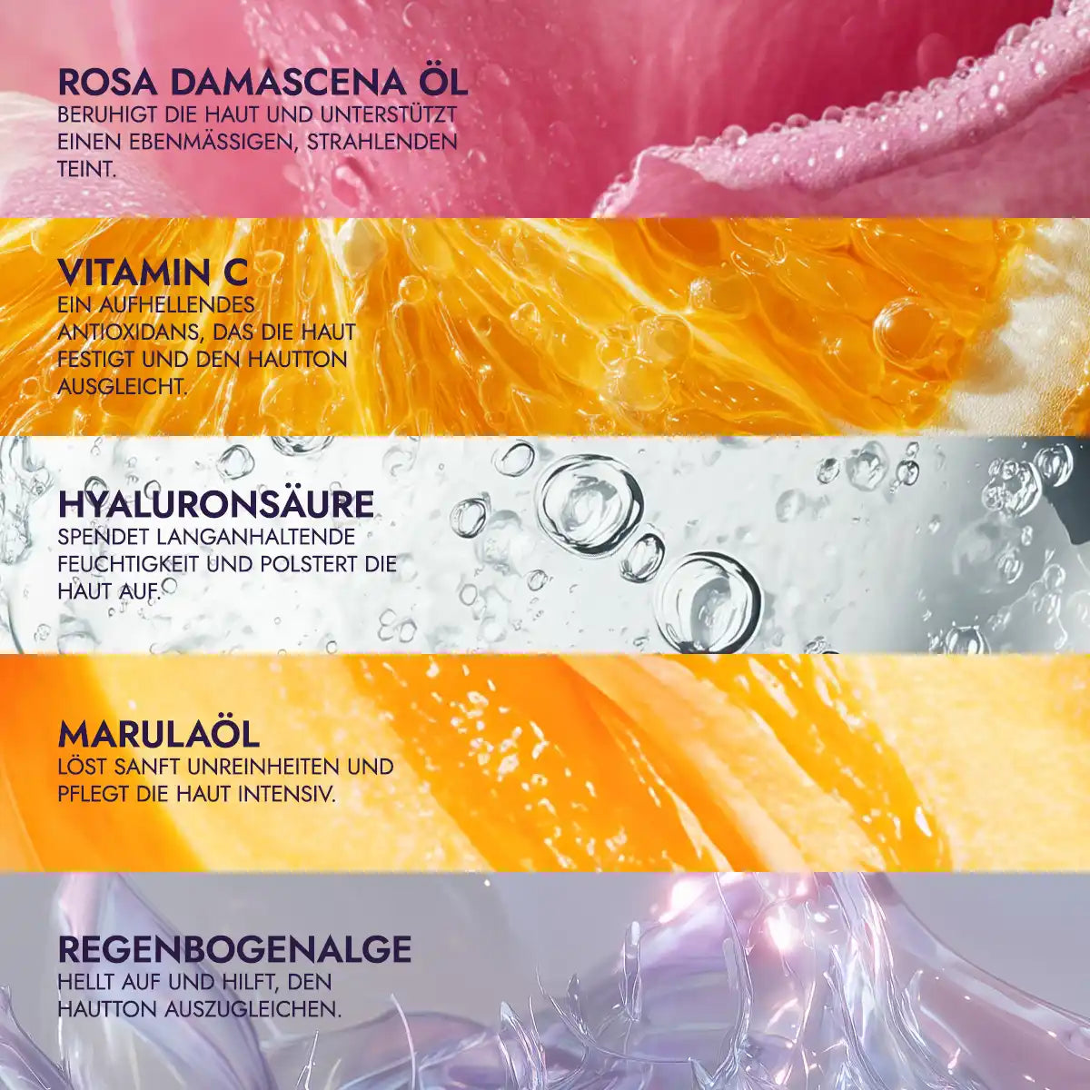 inthaltsstoffe luminous rose, rosenöl + vitamin c balancierender gesichtsreiniger