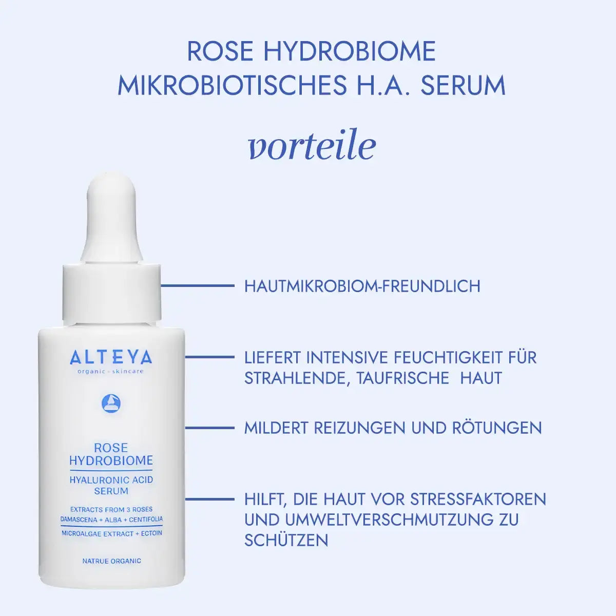 mikrobiotisches hyaluronic acid serum hautpflege rose hydrobiome