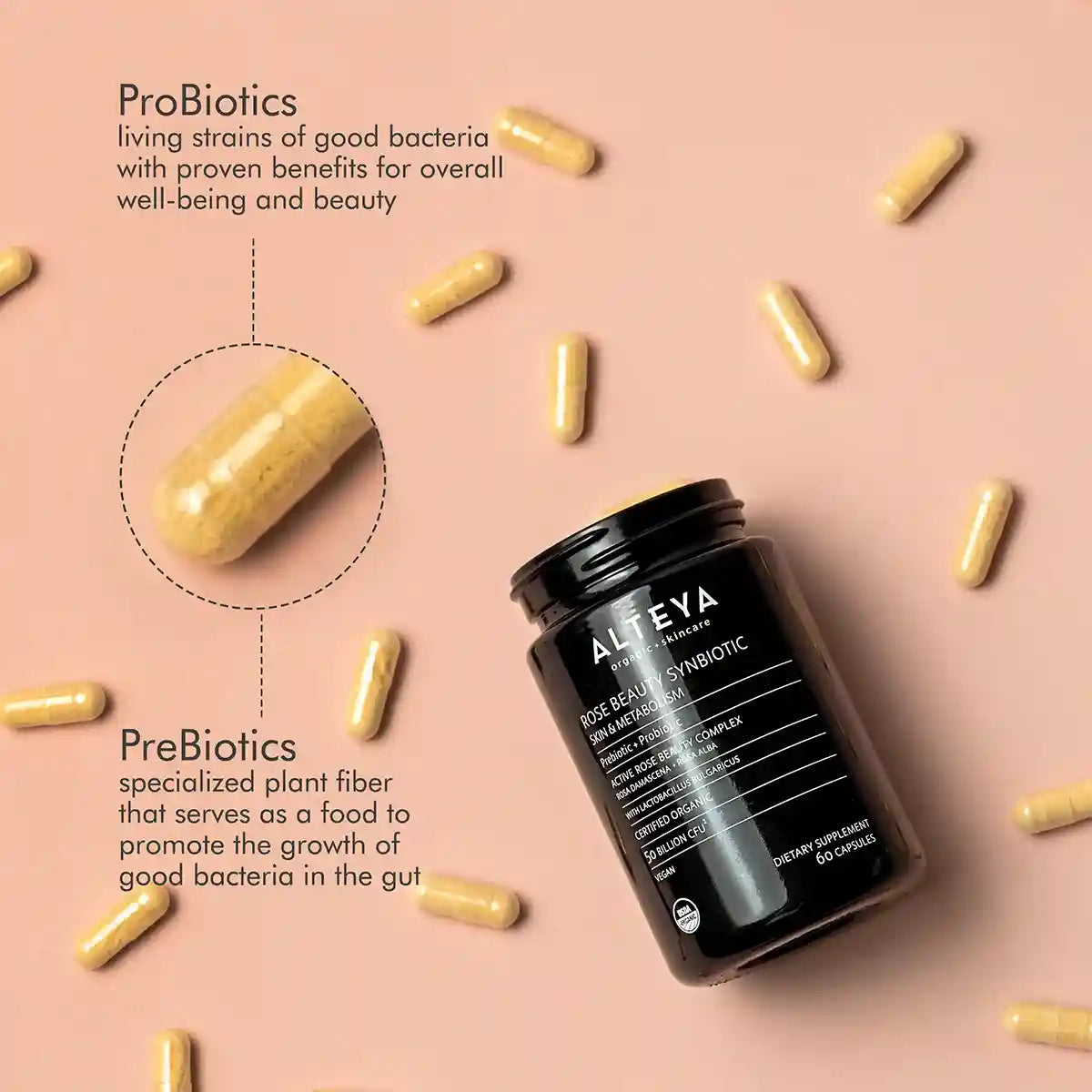 Rose beauty synbiotic bio synbiotikum probiotika prabiotikum komplex mit zwei rosen