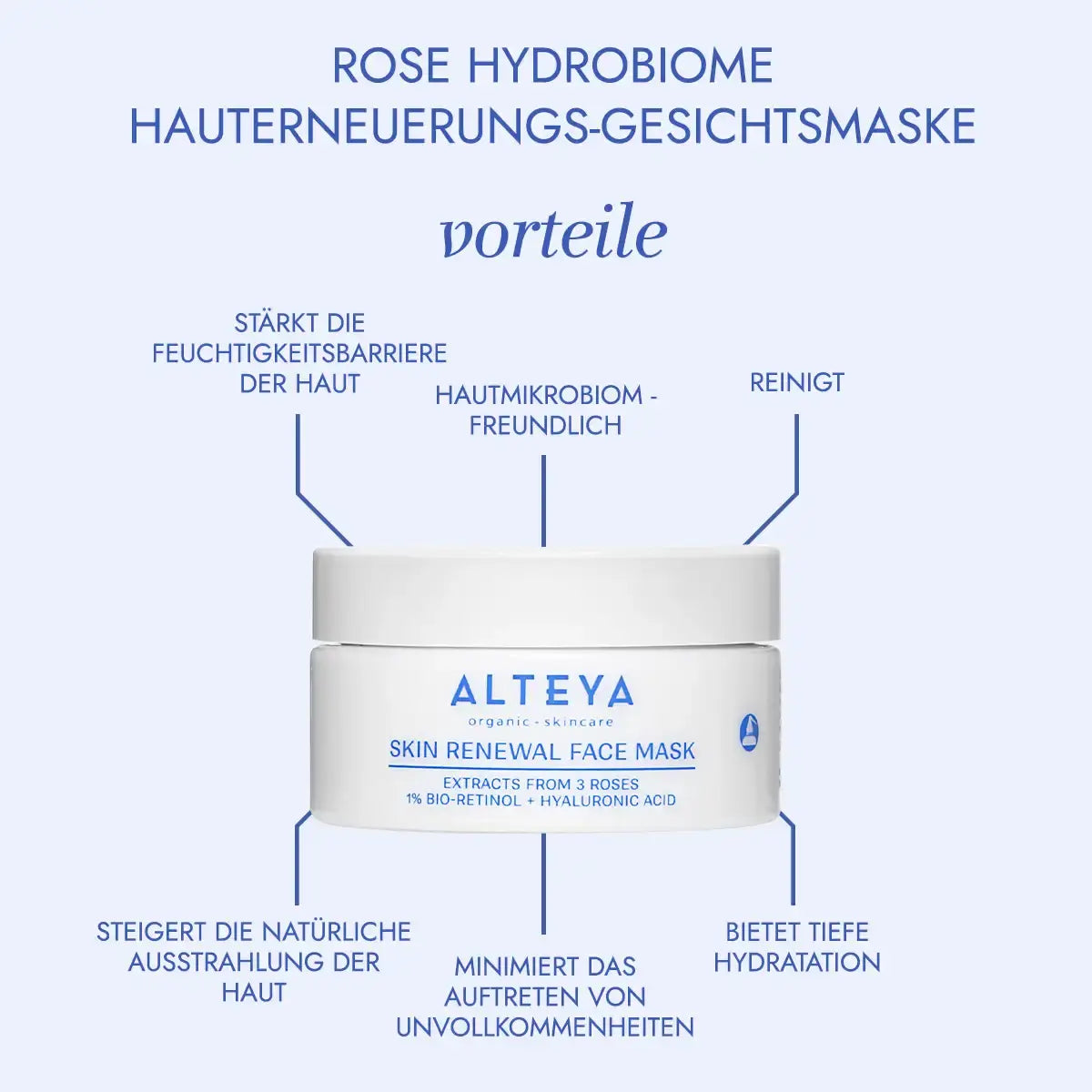 vorteile - rose hydrobiome haut erneuerung gesichtsmaske
