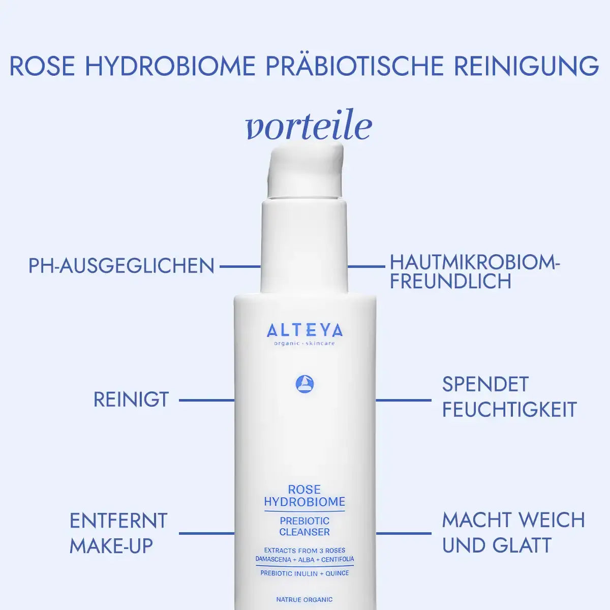 vorteile - rose hydrobiome präbiotische reinigung