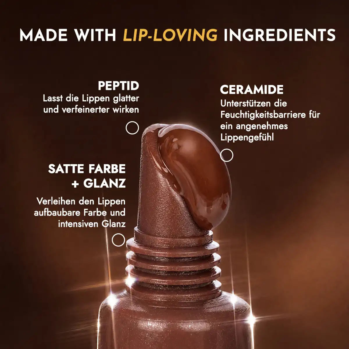 zutaten lipgloss mit peptiden caramel glaze