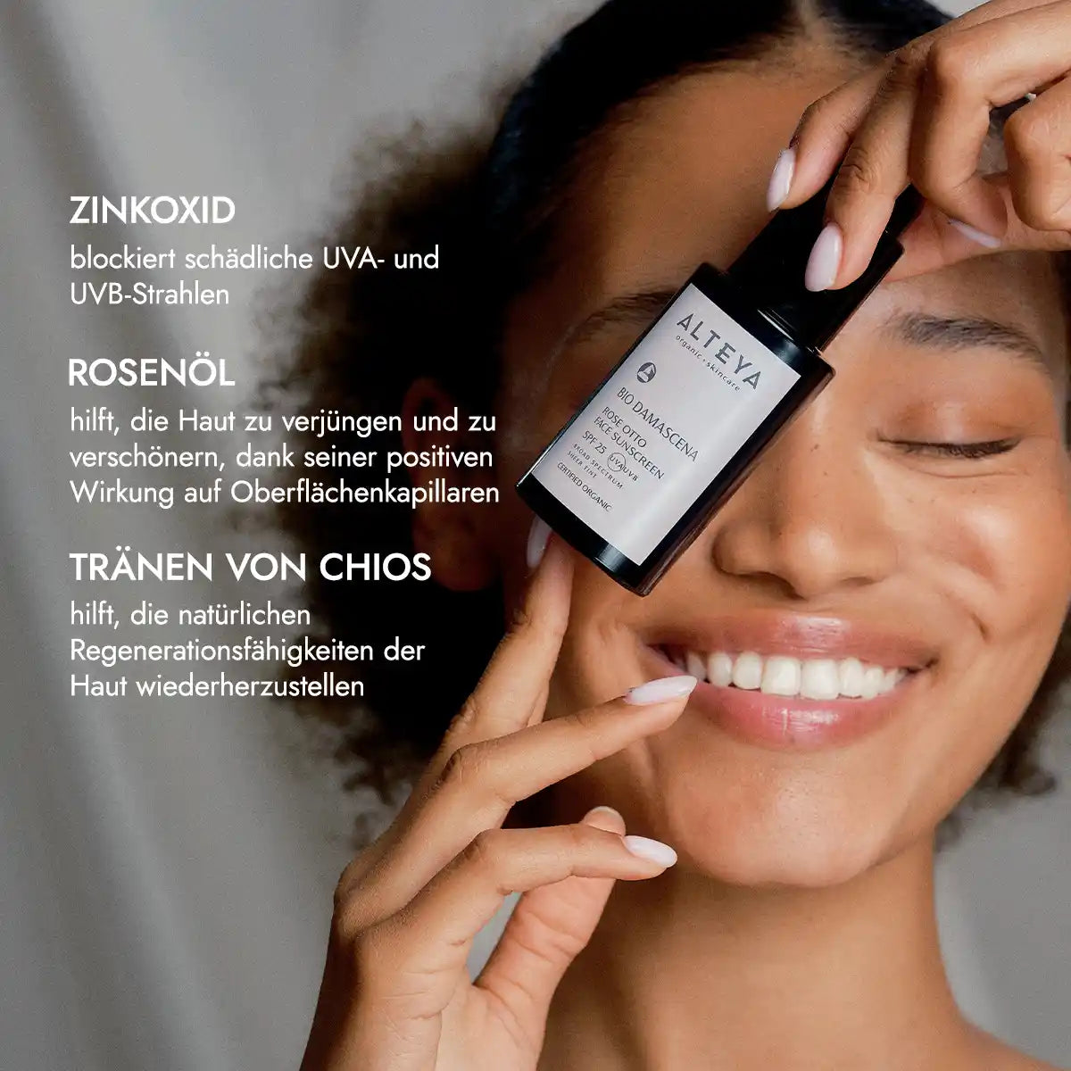 Bio Rosenöl Gesichtssonnencreme SPF 25 Hauptzutaten