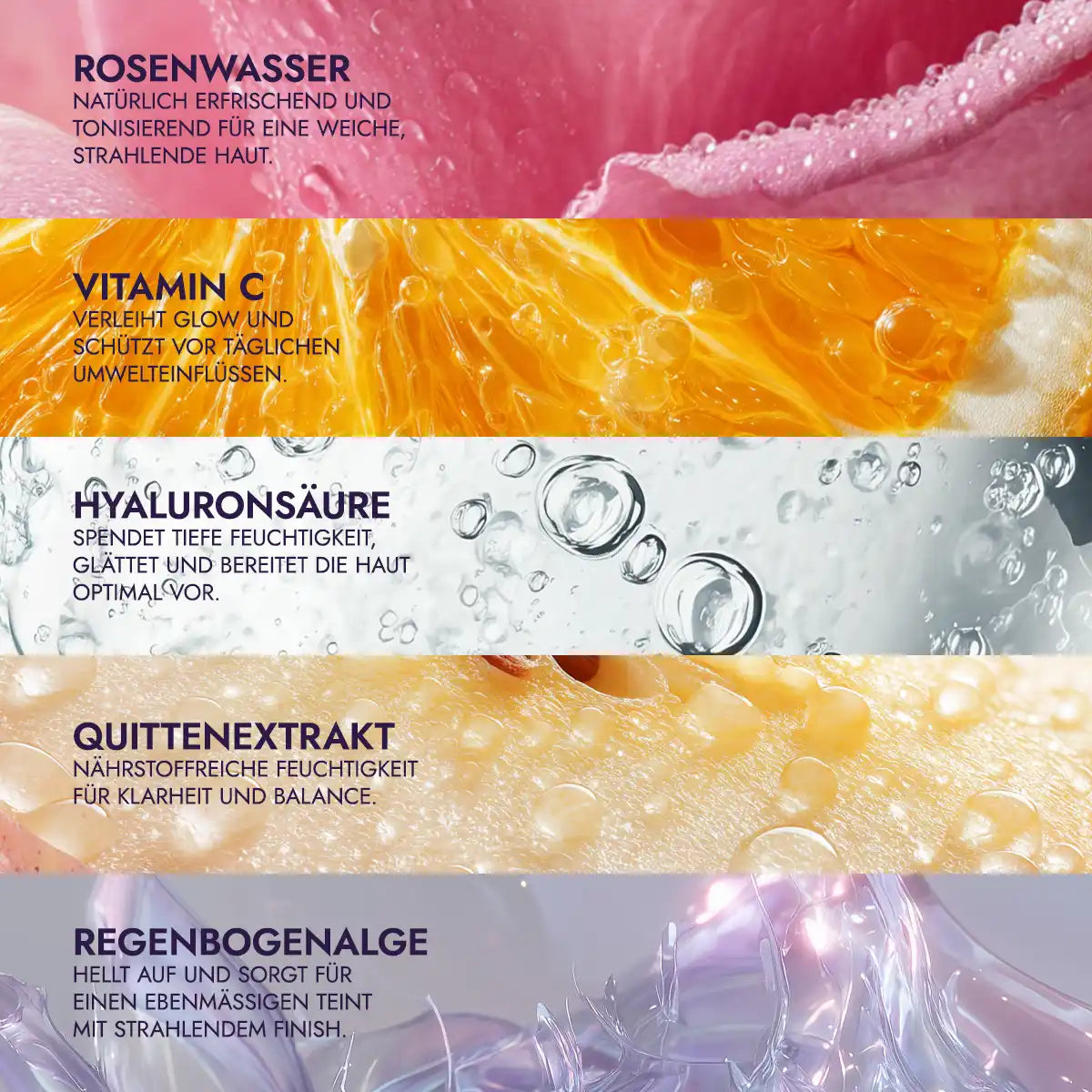 Inhaltsstoffe luminous rose vitamin c & hyaluronsäure rosenwasser hydro toner 