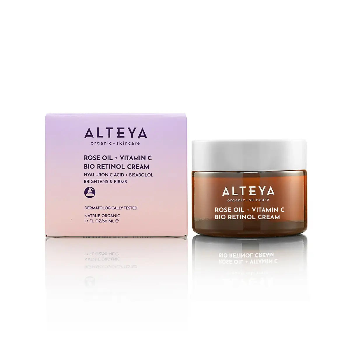 bio gesichtscreme mit rosenöl, bakuchiol & vitamin c luminous rose mit faltschachtel