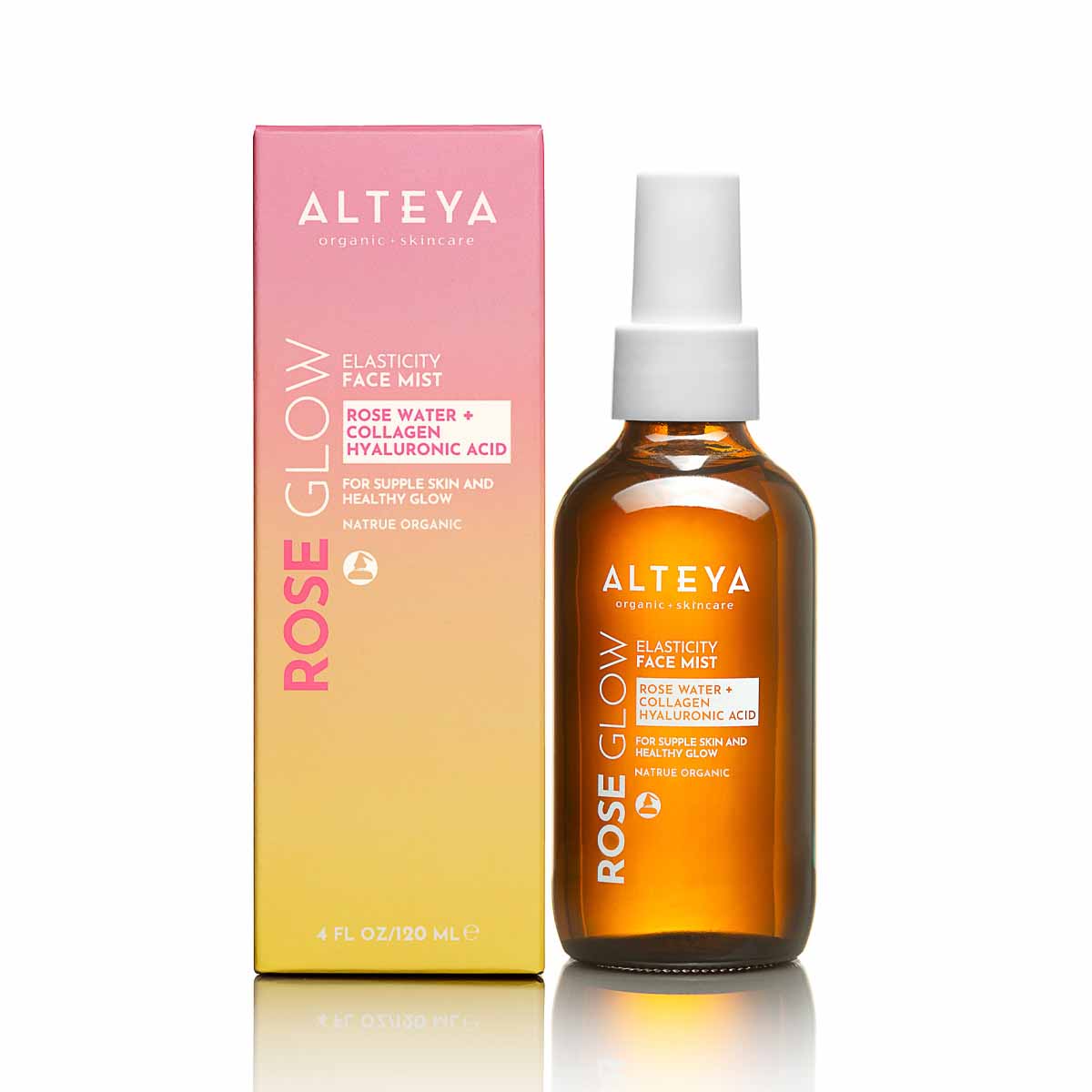 bio gesichtsspray mit rosenwasser, kollagen & hyaluronsäure mit faltschachtel