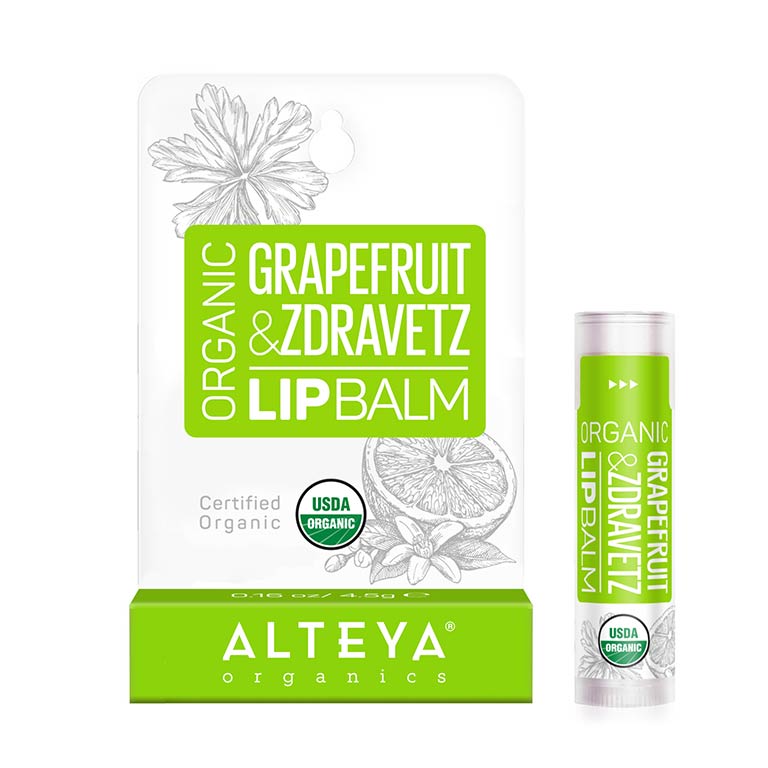 Alteyas Bio-Grapefruit-Zdravetz-Lippenbalsam ist ein natürliches Heilmittel, reich an Nährstoffen, das hilft, Feuchtigkeit zu spenden und zu beruhigen, Mattheit und Trockenheit beseitigt und weiche und gesunde Lippen zum Vorschein bringt. Es hilft, trockene, rissige oder rissige Haut zu heilen und zu reparieren, die durch raue Umgebungen beschädigt wurde.