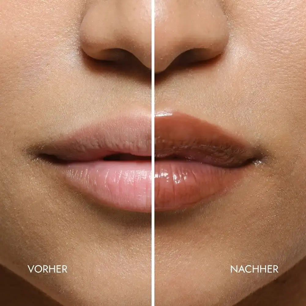 lipgloss mit peptiden - caramel glaze vorher nachher