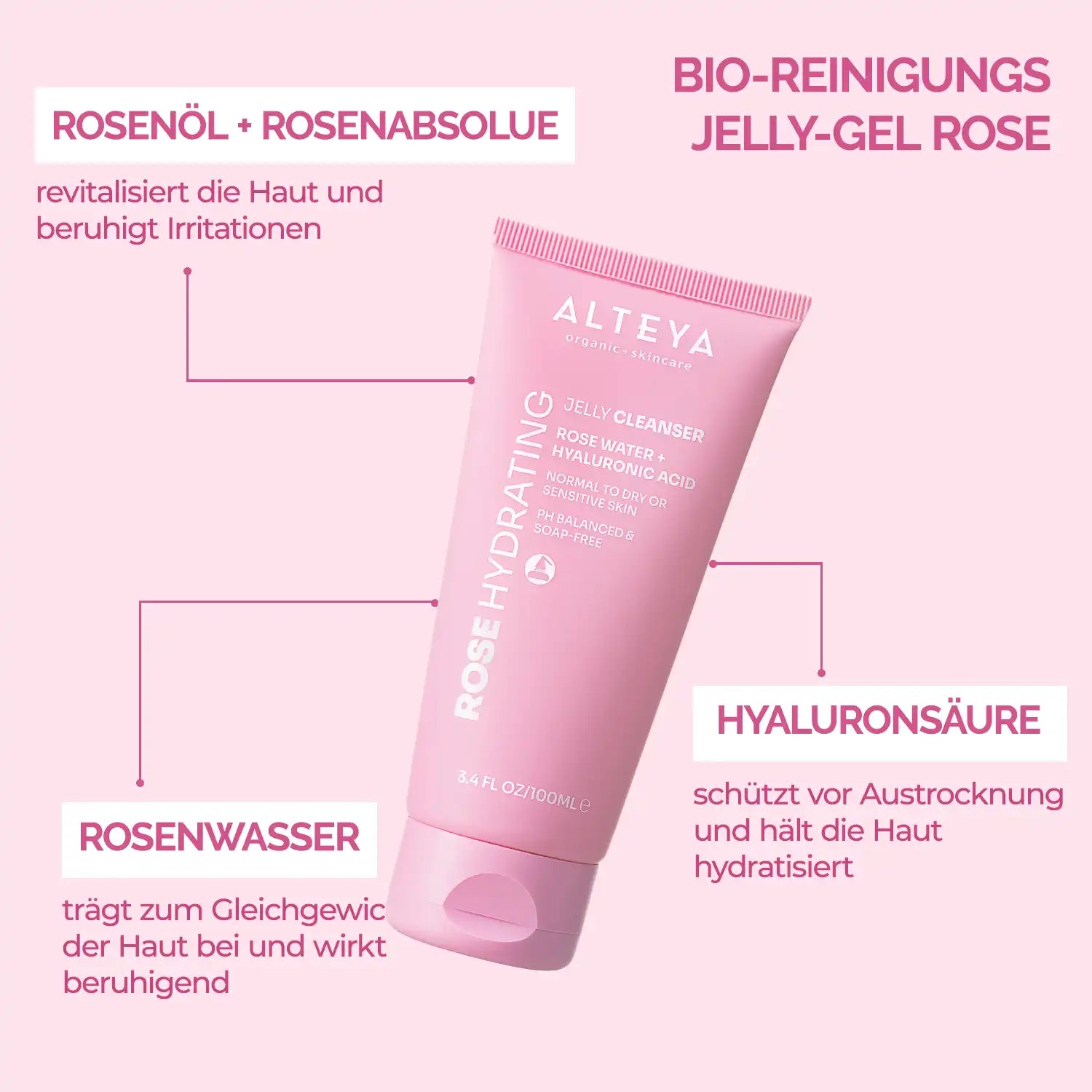 Gesichtsreinigung mit Rose und Hyaluronsäure