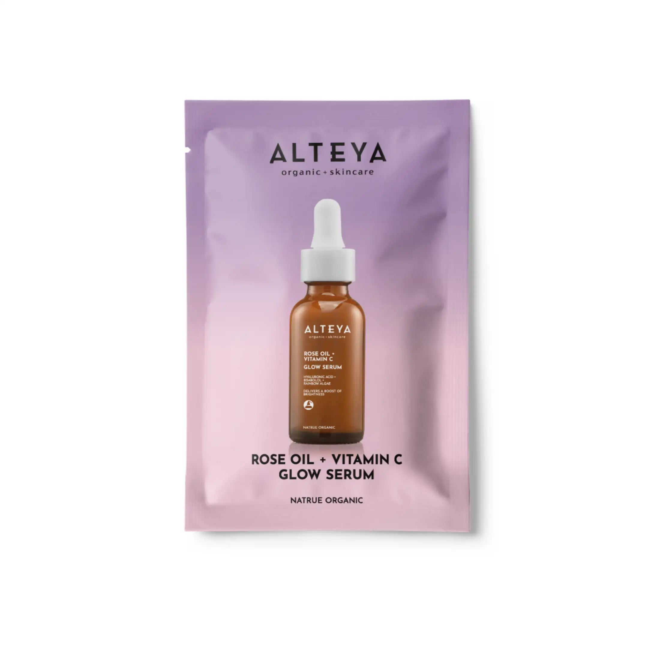 Feuchtigkeitsspendendes Serum mit Rosenöl, Vitamin C und Algenextrakt für glatte, pralle und strahlende Haut.