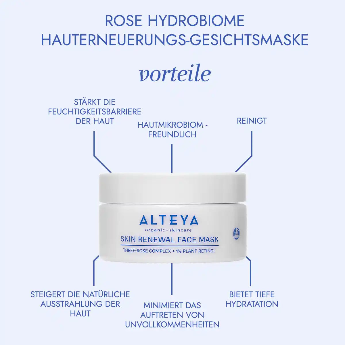 vorteile - rose hydrobiome haut erneuerung gesichtsmaske