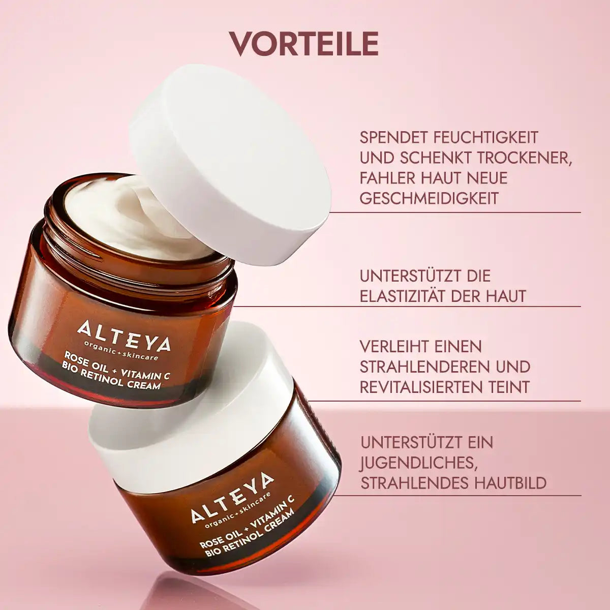 vorteile bio gesichtscreme mit rosenöl, bakuchiol & vitamin c luminous rose